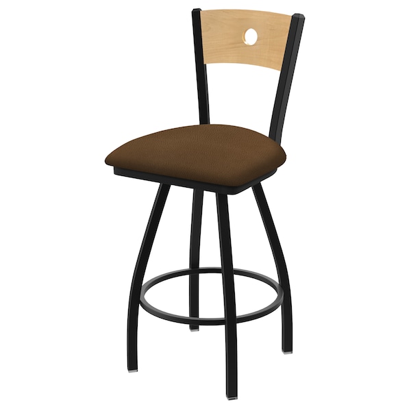 36" Swivel Counter Stool, Nickel Finish, Nat Back, Rein Thatch Seat